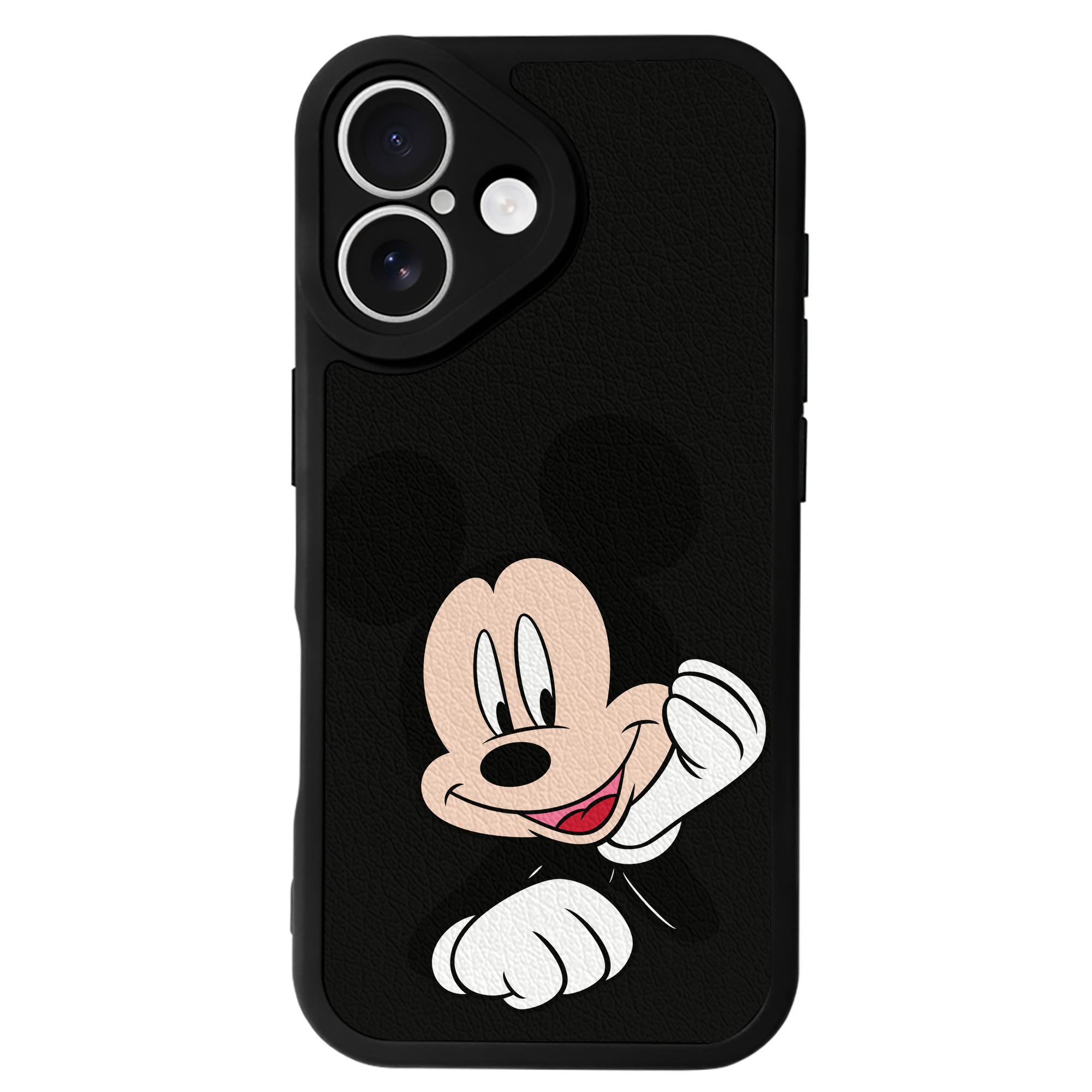 （画像用） ミッキーマウス Mickey Mouse 【iPhone 16シリーズ対応】シリコンスマホケース（レザー調） 材質：シリコン
